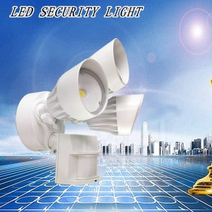 ضوء الأمن في الهواء الطلق LED مع استشعار الحركة ، 30W ، 3 رئيس ، أبيض ، ضوء الحركة